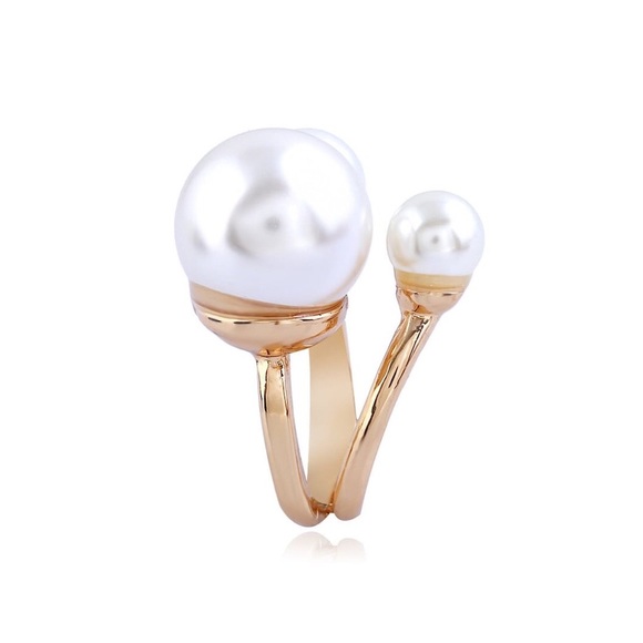 💥3for$28 New Faux Pearl Trio Adjustable Statement Ring Pearl Illusion Cuff Ring - Picture 10 of 16